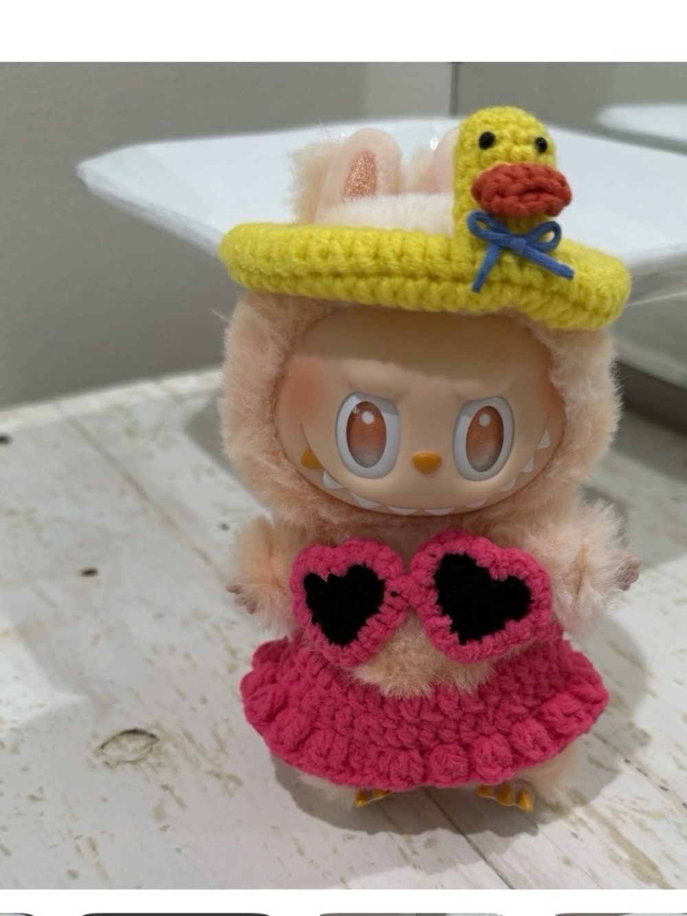Labubu outfit crochet bikini set with duck ring